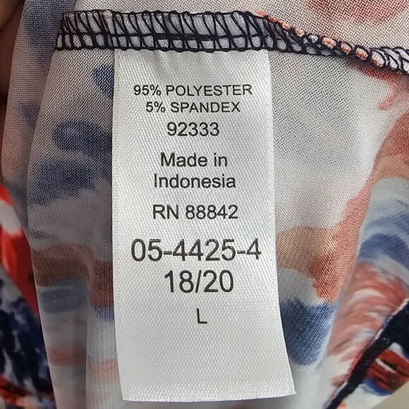 Roaman's Red Blue Sleeveless Abstract Grunge Shift Midi Dress 18/20 (L) - Picture 8 of 9